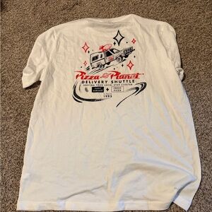 White Graphic Pizza Planet T-Shirt